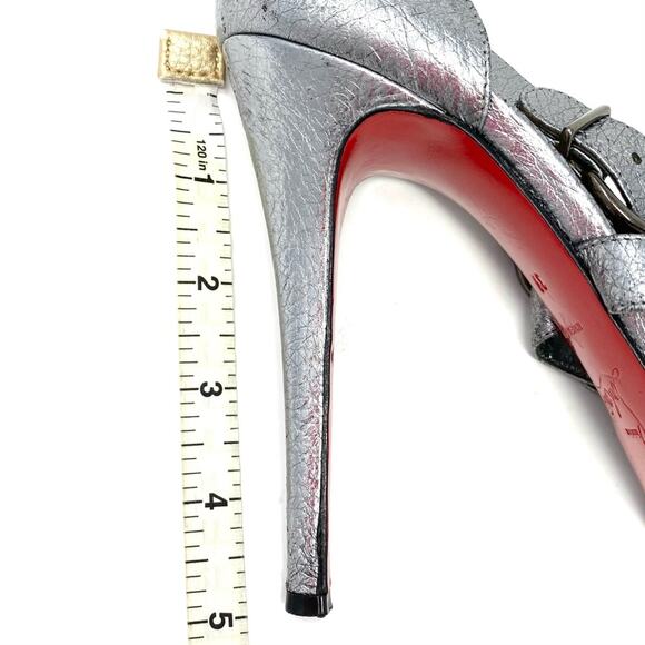 Christian Louboutin Lima 120 Silver Platform Buckle Sandals Heels 39 - Picture 13 of 14